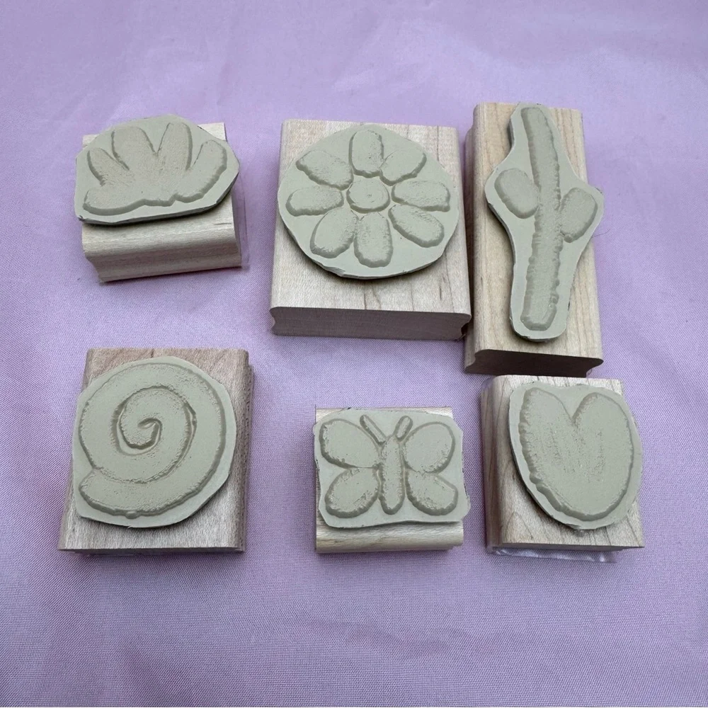 Stampin’ Up! Painted Garden Stamp Set of 6 🌸 Butterfly Flower Heart Spiral